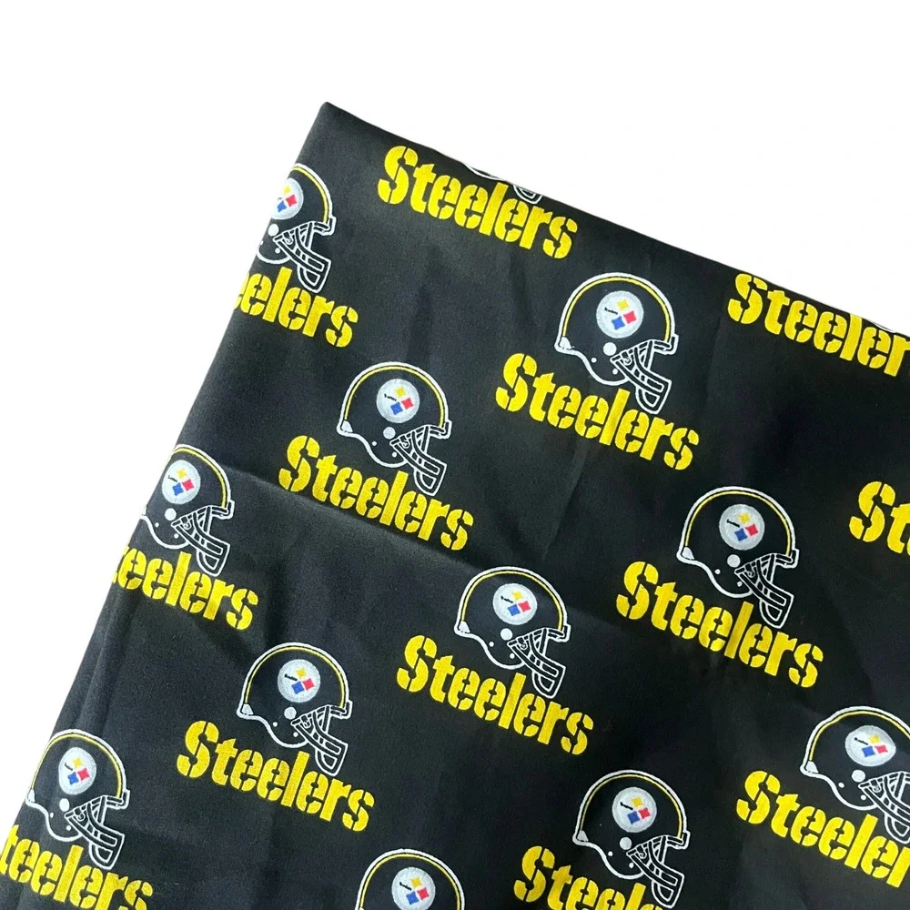 Pittsburgh Steelers NFL Fabric Black Yellow Helmet Logo Print Cotton Crafting
